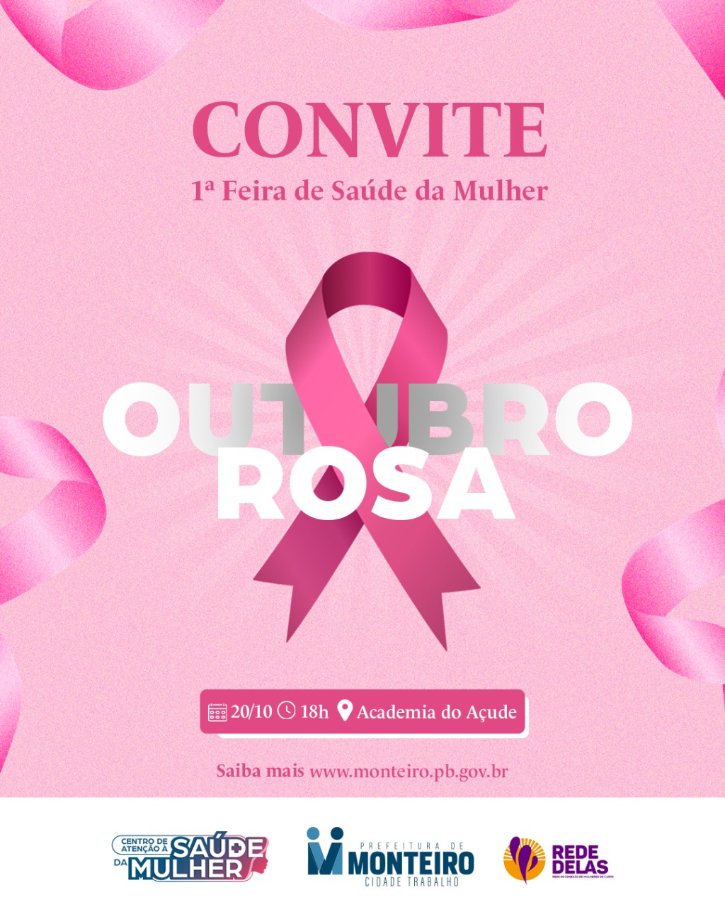 Outubro Rosa: Secretaria de Saúde de Monteiro realiza I Feira de Saúde da Mulher nesta quinta-feira
