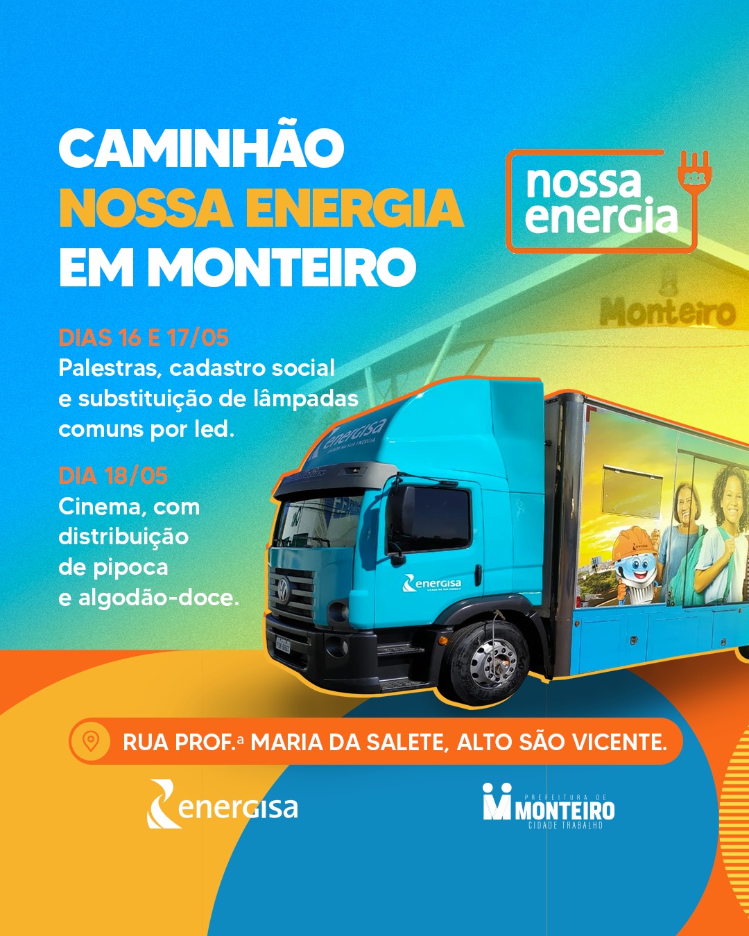 Parceria: Energisa e Prefeitura de Monteiro contemplam famílias com a chegada do caminhão Nossa Energia