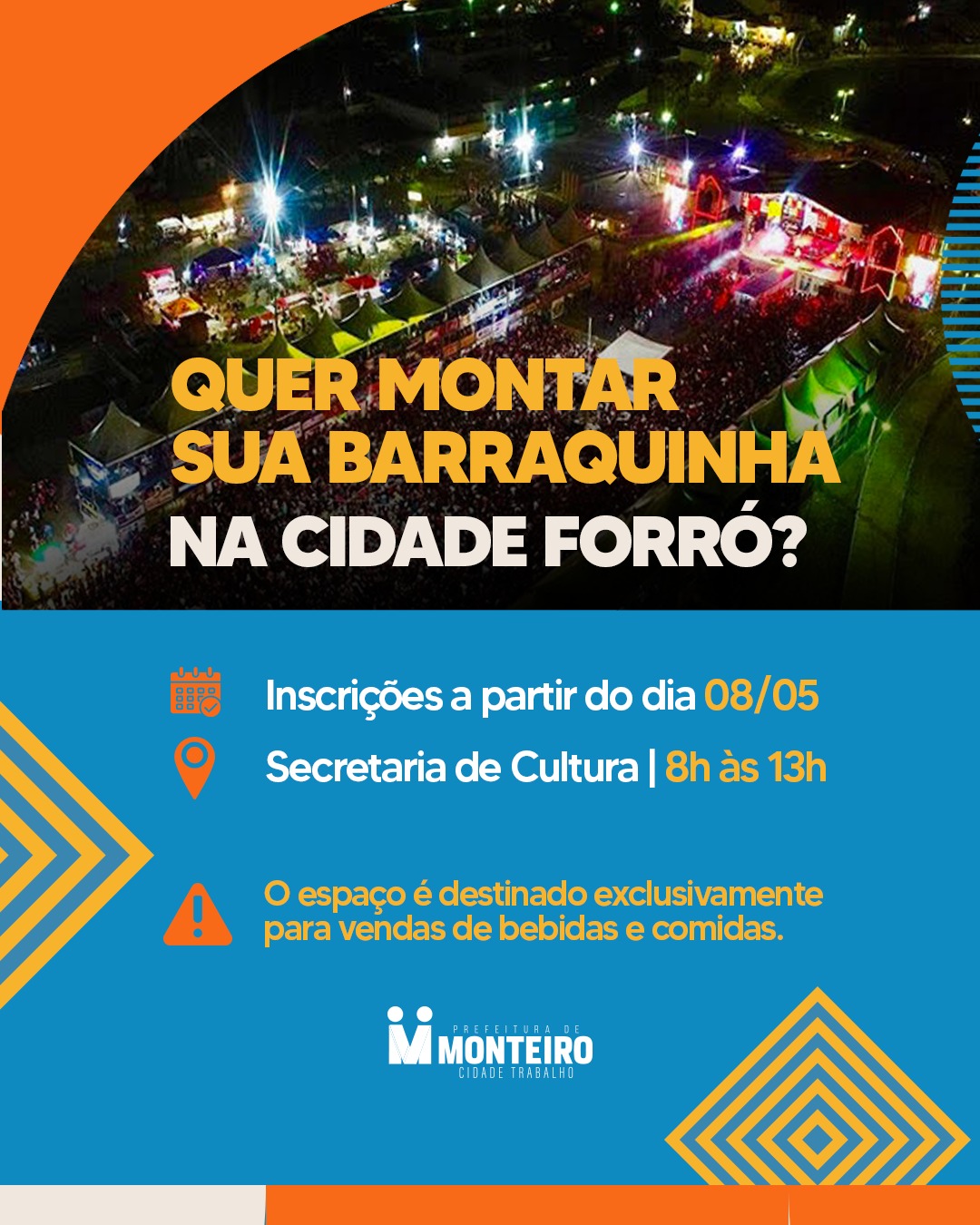 Prefeitura de Monteiro abre inscrições para comerciantes informais que vão trabalhar no São João