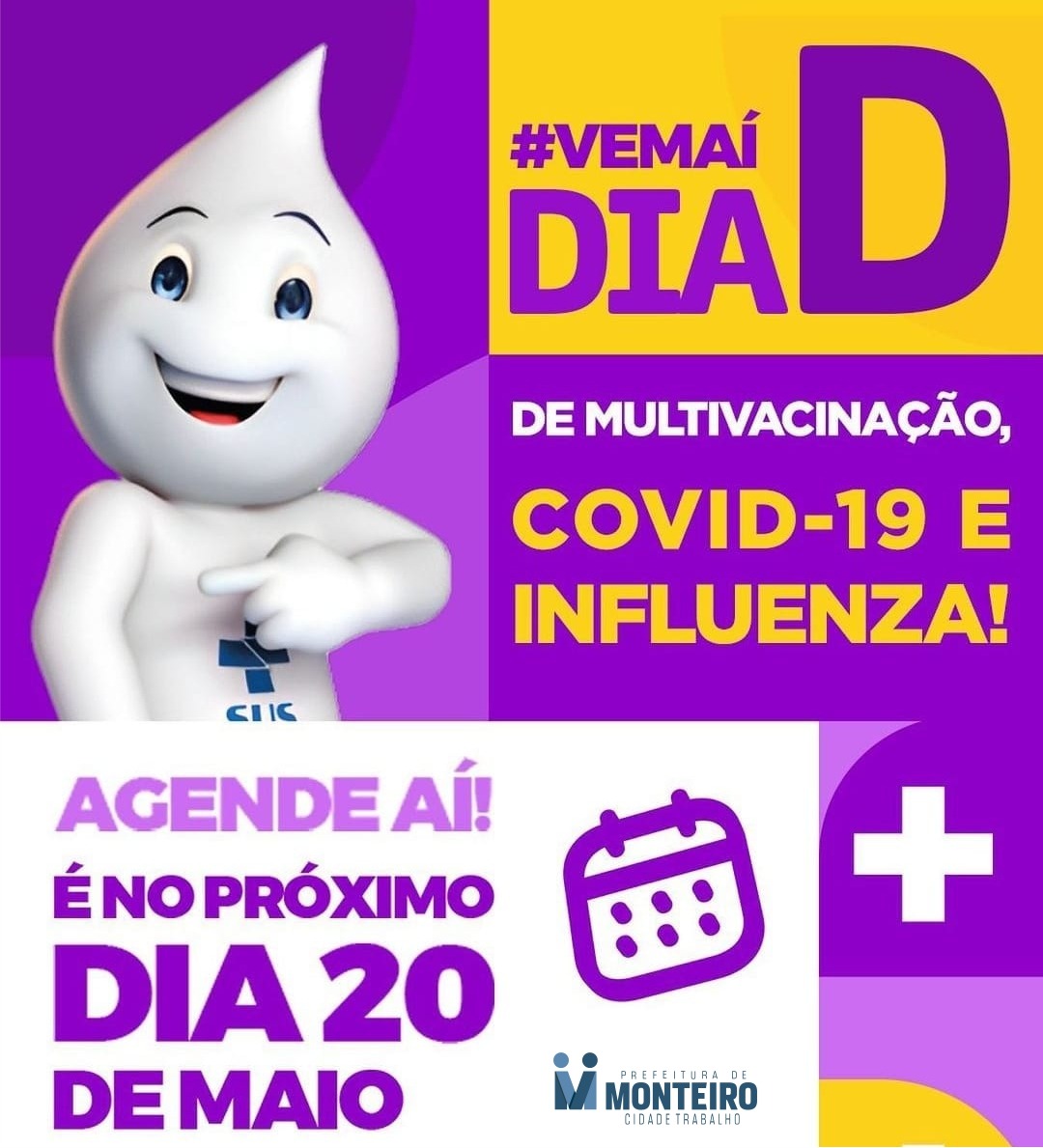 Monteiro realiza mais um “Dia D” de multivacinação contra a covid-19, influenza e vacinas de rotina
