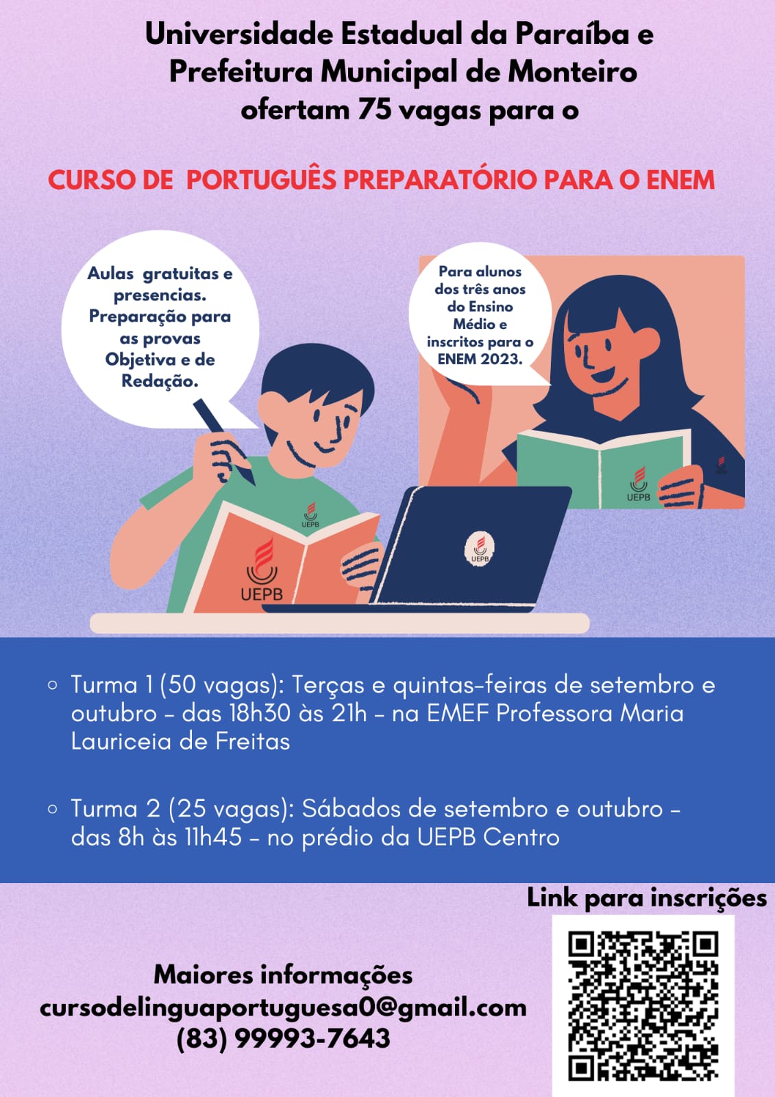 Parceria: Prefeitura de Monteiro e UEPB oferecem 75 vagas para curso preparatório para o ENEM