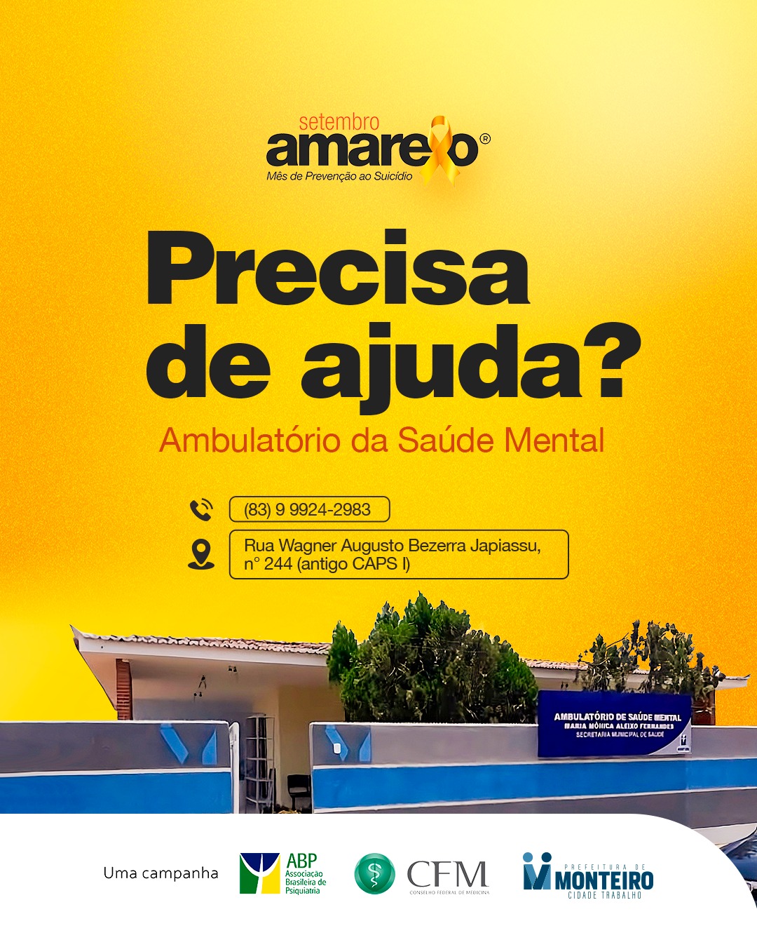 SETEMBRO AMARELO: Secretaria de Saúde de Monteiro alerta sobre a campanha de conscientização e prevenção do suicídio