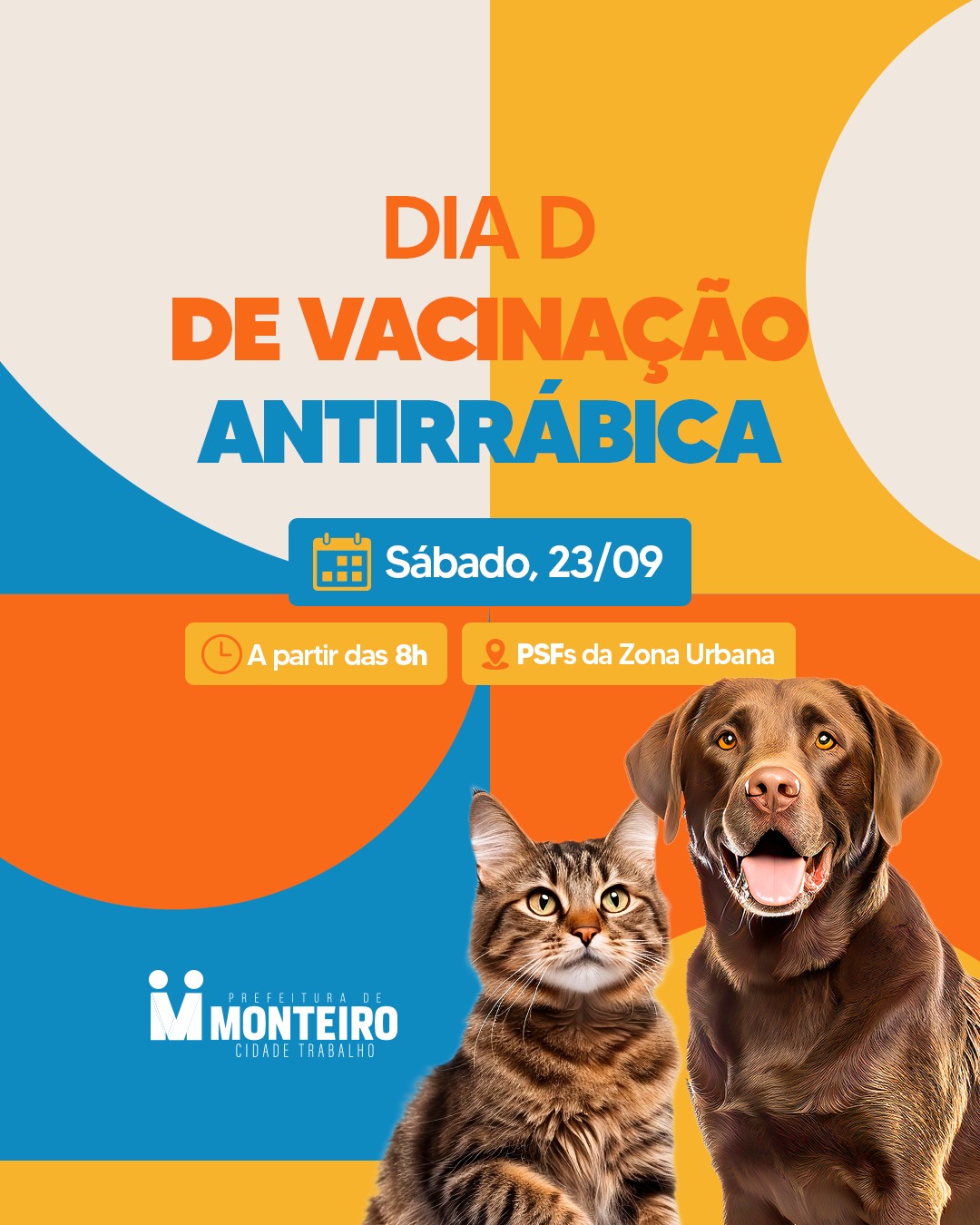 Dia D da Campanha de Vacinação Antirrábica será neste sábado em Monteiro