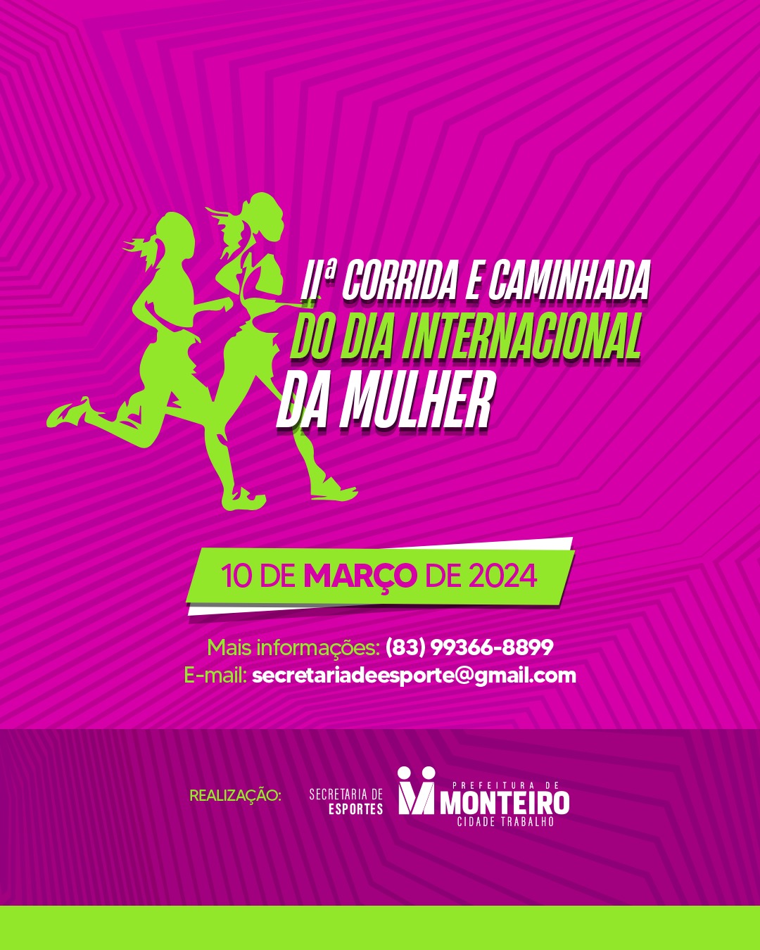 II Corrida e Caminhada do Dia Internacional da Mulher terá participação recorde e será realizada no próximo domingo